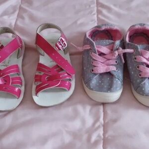 Charming Pink Sandals and Gray Sneakers for Kids